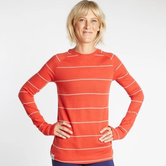 oiselle Wazzie Wool Orange Striped Sweater 6 - Picture 2 of 7